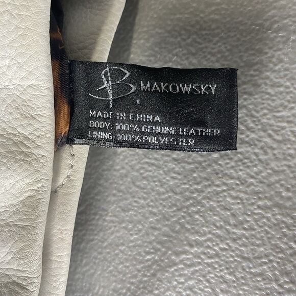 Vintage B MAKOWSKY Crossbody Bag Pebbled Leather Studded Adjustable Strap White - Picture 6 of 16